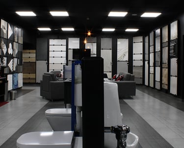 Imagen panorámica de Porcelanatos en el interior de Zeramiq en Los Palos Grandes Caracas