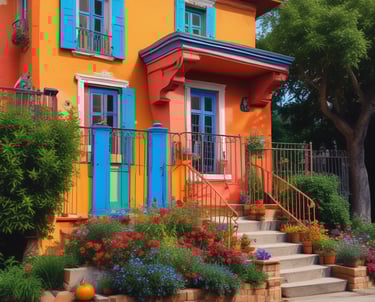 A vibrant mural painted on a city wall showcasing bright colors.