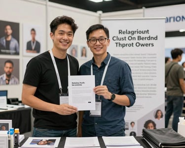 A vibrant community gathering showcasing local businesses supported by Thaddeus Investments.