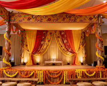 a stage with a stage set up for a wedding