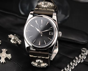 a watch with a leather strap