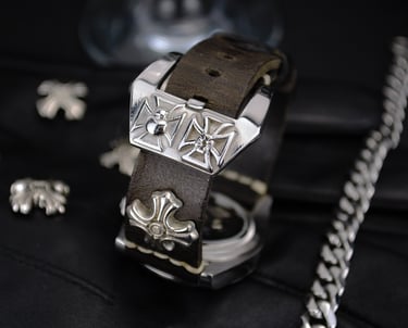 a watch with a leather strap