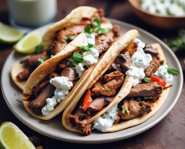 A vibrant food truck adorned with colorful lanterns serves customers at night. Two people sit at the counter, illuminated by the soft, warm glow of hanging lanterns. The setting has a cozy and inviting ambiance as the neon lights create dynamic reflections on the truck.