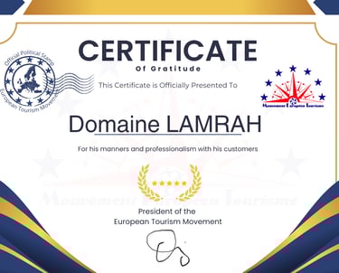 Certificate of Gratitude Domaine Lamrah