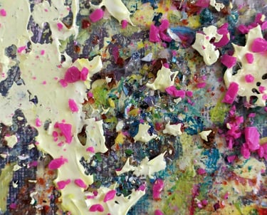 The Eden Holistic Health Studio, Gift Shop, Section of Acrylic Painting with Recycled Materials.