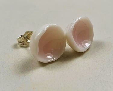 The Eden Holistic Health Studio, Gift Shop, Porcelain and Sterling Silver, Pastel Pink Studs.