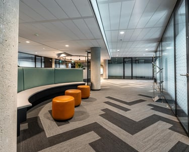 Commercial carpet cleaning in an office waiting area