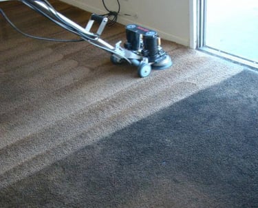 Restoration carpet cleaning by Grossbusters using the Rotovac Powerwand