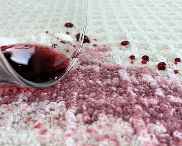 Wine spill with carpet protector