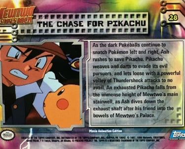 28 The Chase For Pikachu Topps Pokémon The First Movie back