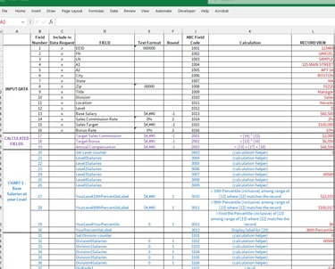 example data field summary in excel