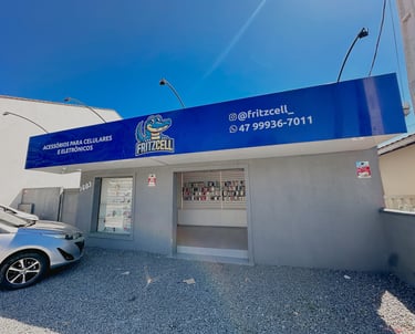 Fachada da Loja FritzCell - Capinhas - Películas - Acessórios para celular - Guanabara Joinville