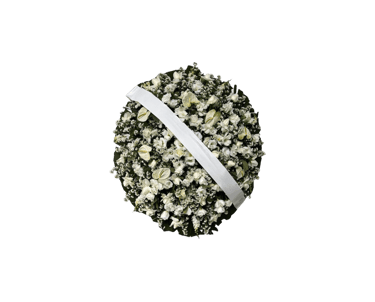 imagem mostra coroa de flores B especial branca da consolare são paulo