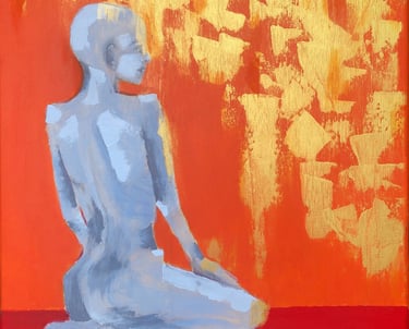 a painting of a very thin woman 