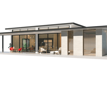 a house with a large patio and a patio area