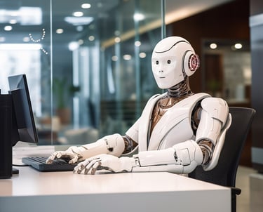 Une photo d'un robot IA qui gère le service client