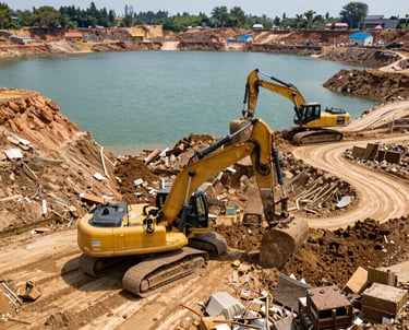 Freshly paved commercial driveway bordered by neatly trimmed landscaping.