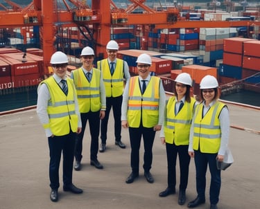 A professional team discussing logistics strategies.