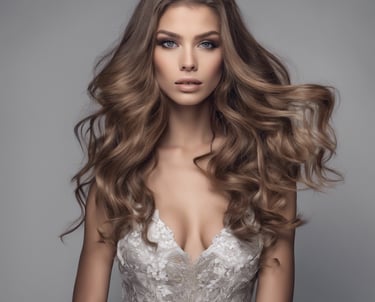 a beautiful woman with long hair and a white dress