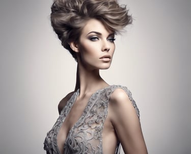 a beautiful woman with long hair and a very sexy dress