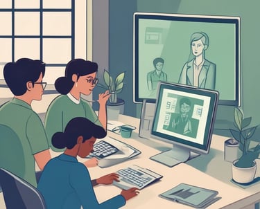 A group of students attending a computer training class with laptops open.