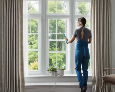 A technician inspecting and cleaning an air duct system.