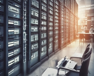 A professional team working on database management.