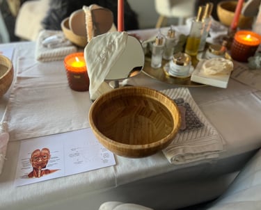 Vue sur la table des ateliers bien-être de Nathalie Gaullier