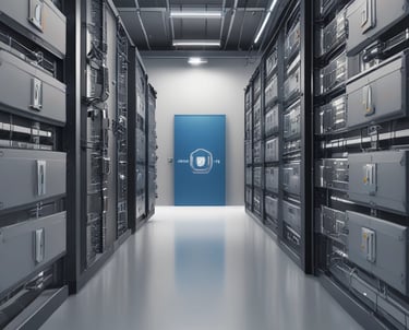 A technician working on network cables and devices.