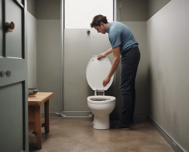 An intricate network of blue pipes and valves is mounted against a tiled wall. Numerous pressure gauges are attached at intervals, providing a detailed and complex arrangement. Each pipe is carefully connected, and there are various fittings and connections visible.