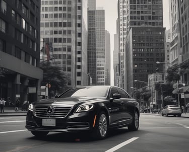 Inside a transport vehicle with large windows overlooking a body of water, two people are seated, facing the view. The interior appears spacious with blue seating, and the atmosphere is calm and quiet.