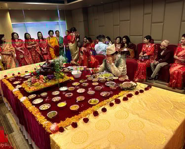Bride and groom at Dulha Bhoj