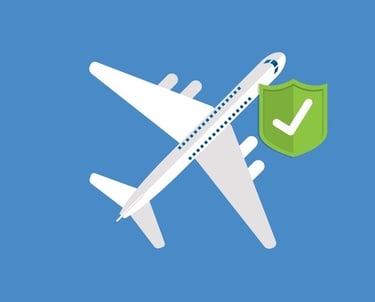 a plane with a green shield on it