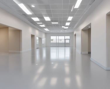 A building facade with visible signs of wear and aging, featuring multiple rows of windows. The wall surface shows peeling paint and exposed patches of brickwork, indicating a lack of maintenance.