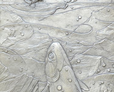 Mayflies and Trout Rise - J.D. Welsh - Bronze Relief - Detail image