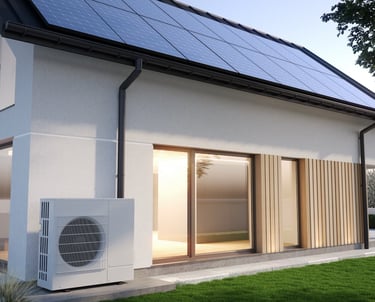 a house with a solar paneled roof and a solar paneled roof
