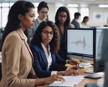 Team collaborating on operational transformation in a modern office space.