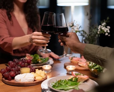 couples toasting wine