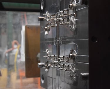 interior view of a mold for injection molding plastic
