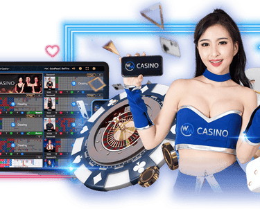 wm casino with a woman holding a casino roulet and a casino roule