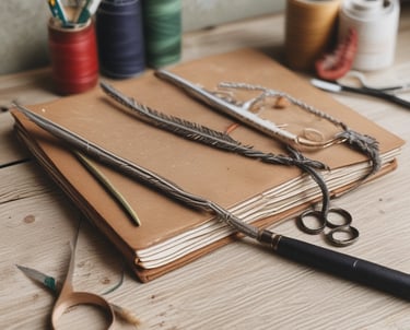 A serene forest scene with sunlight filtering through autumn leaves.