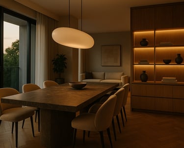 a dining room table with a table and chairs | Nour Nagy Designs