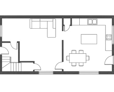a floor plan of a house with a living room and dining area | Nour Nagy Designs