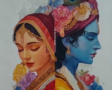 radha krishna oil painting
