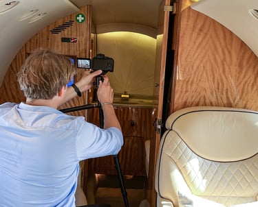 behind the scenes of a privet jet photo shoot with taylwind media
