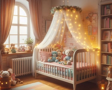 QUARTO DE MENINA COM BERÇO TEMA ROSA