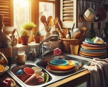 COZINHA COM PIA COM LOUÇA SUJA