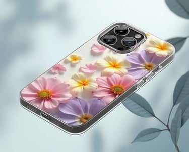 Wyrlight phone case mockup with colorful fantasy art, bright playful design for POD.
