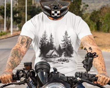 Wyrlight T-shirt mockup with camping themed design, playful outdoor artwork for POD.