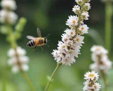 A small insect with a distinctive elongated snout is perched on a vibrant green leaf. The insect has a mottled brown and yellow appearance, blending with the surrounding foliage. Other leaves in the background are also visible, with some showing signs of decay or spots.